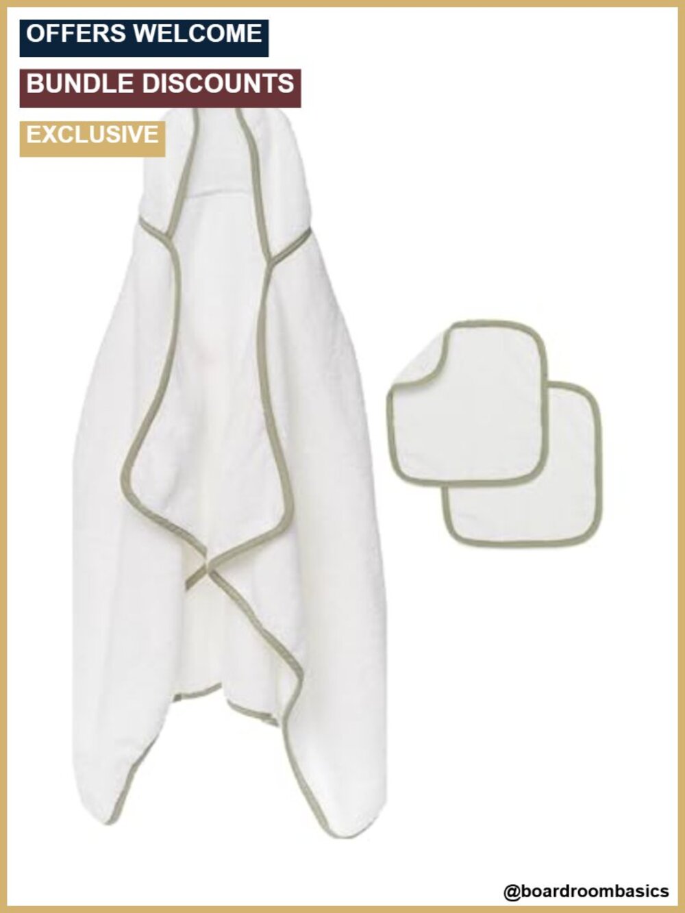 Organic Cotton Hooded Baby Towel & Washcloth Set Terry Bath